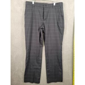 Nike Golf Pants Mens 35x32 Gray Black Window Plaid Tour Performance Dri Fit